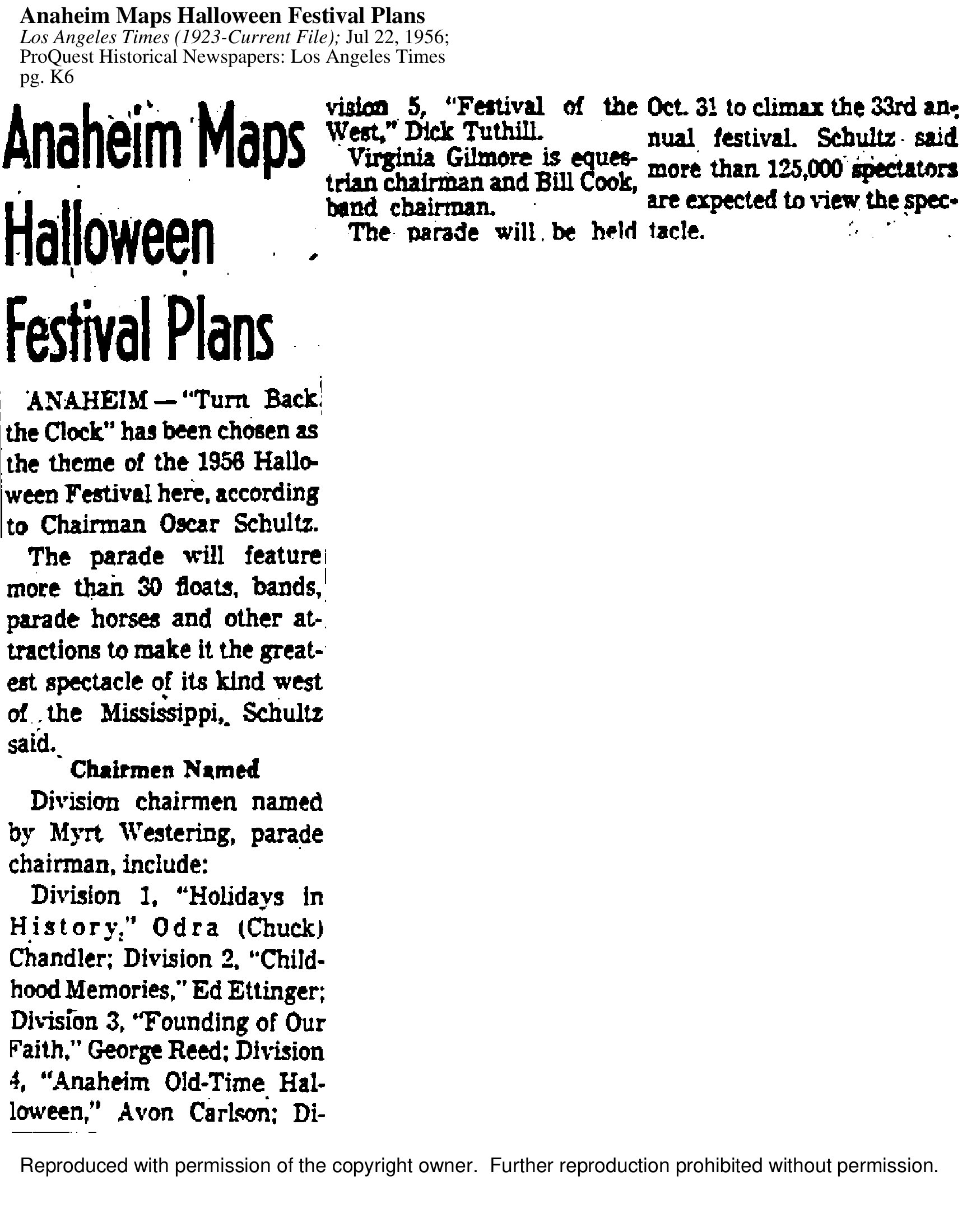 Scan of Anaheim Maps Halloween Festival Plans page 1