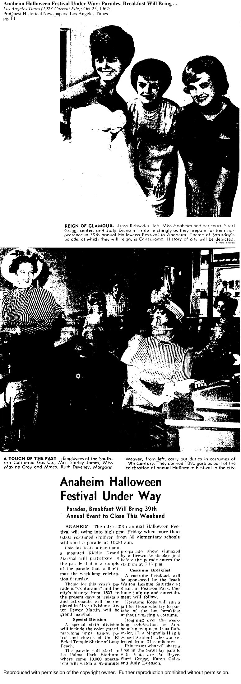 Scan of Anaheim Halloween Festival Under Way page 1