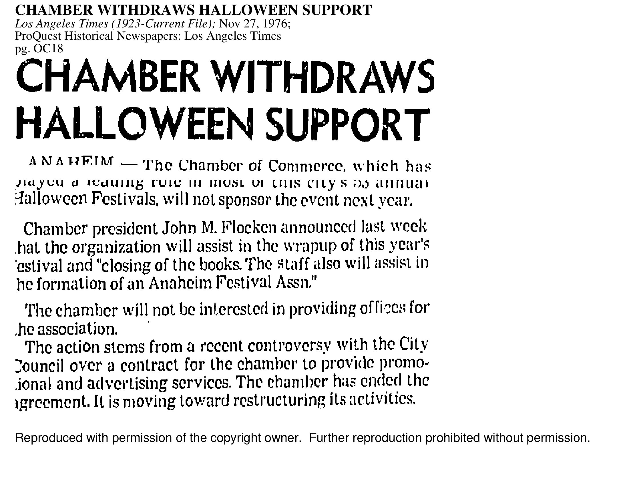 Scan of Chamber Withdraws Halloween Support page 1